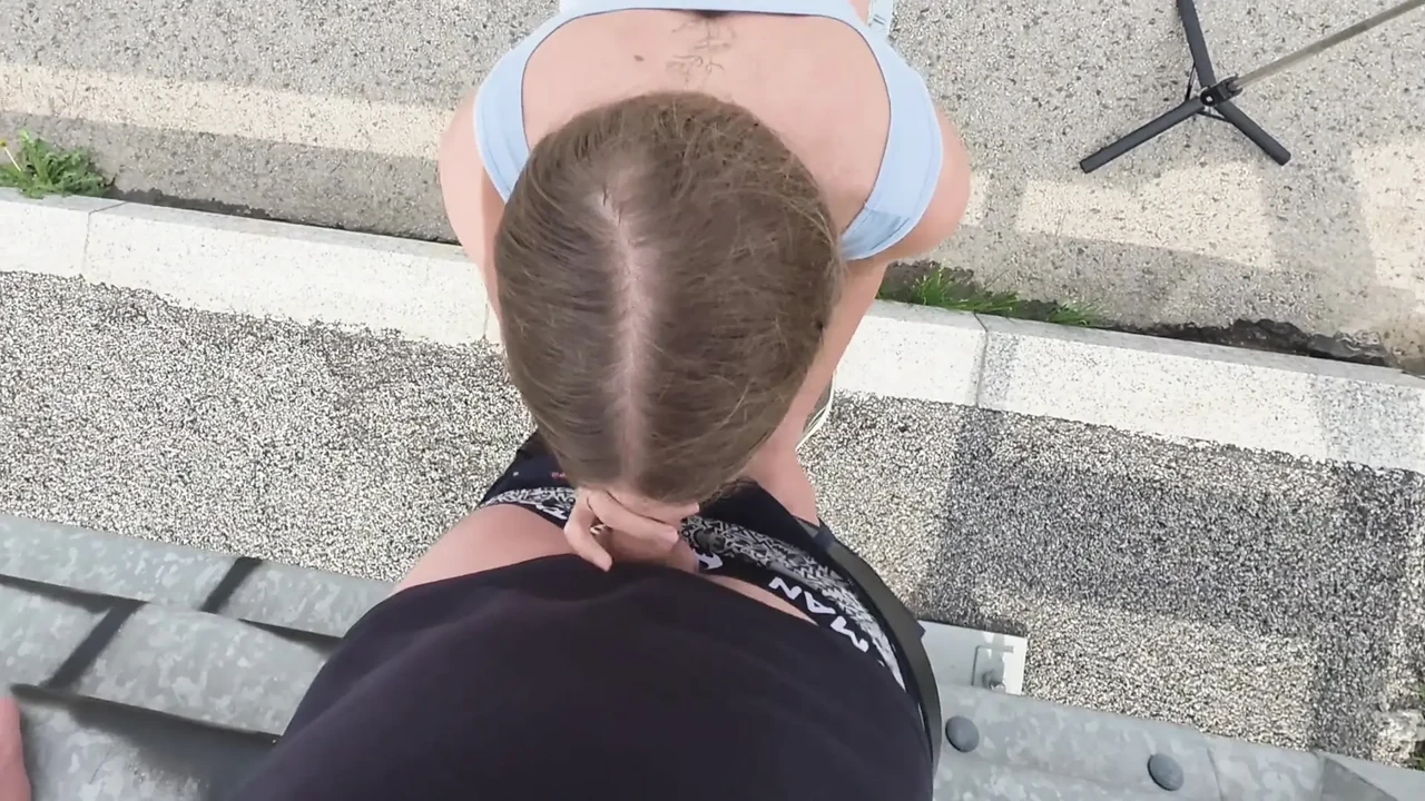 Public blowjob and sex on a bridge