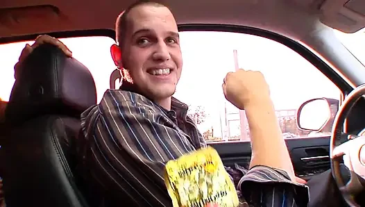 Hot blonde hitchhiker gets a ride and a good fuck
