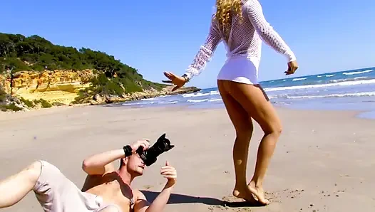Sexy blonde babe fucked on beach