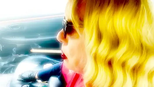 MATURE BLONDE SMOKING VS120 MENTHOLS WITH CAT SUNGLASSES