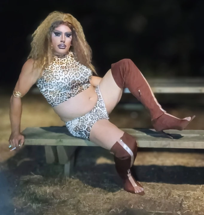 Sexy slut mature crossdresser latina smoke outdoor for exhibition