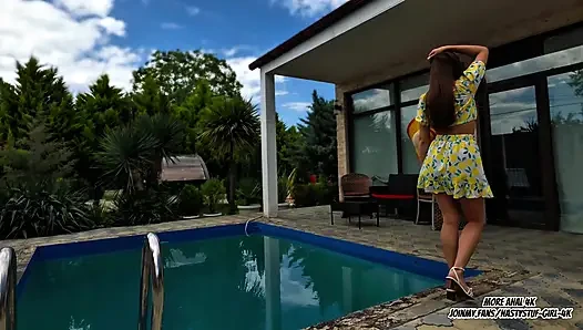 A Routine Pool Cleaning Turned Into Fun with an Asian MILF