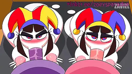 Zwei schmutzige clowns haben nach der show spaß