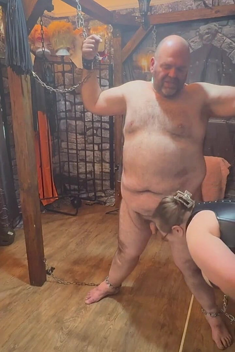 Part 1:- Domina Satana Takes Booboo and Maid Jayne in the Dungeon Before He Goes to Wales.