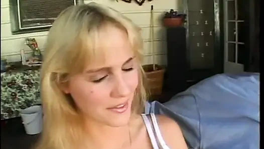 Naughty blonde cutie Rebecca Starr enjoys being dropped with black anchor in her bum bay