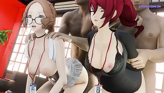 Sie wollen eine gehaltserhöhung, aber sie müssen ficken und lutschen - büromädchen werden von chef gefickt (realistische 3d-animation)