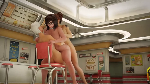Overwatch Fantasy Two Shemales fucks Girl, Ashe, Brigitte TS