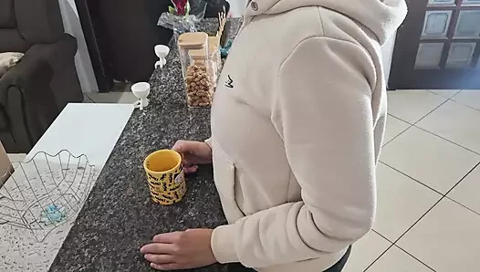 A Stepdaughter Is Surprised While Having Breakfast.