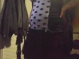 Sexy cd takes off skirt shows ass