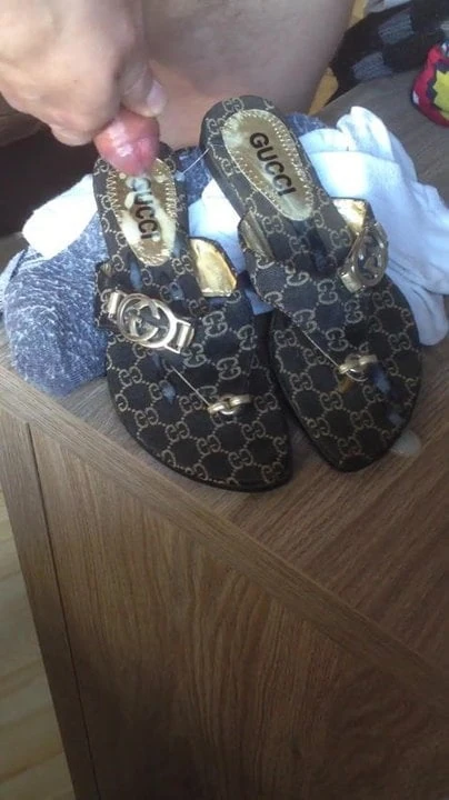 cum on gf's fancy GUCCI slippers again