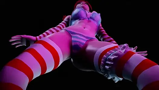 Gadis rambut merah dengan kuncir menari: hentai 3d