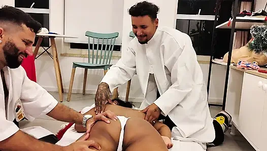 Two Physiotherapist Stepbrothers Punched the Dwarf's Dick