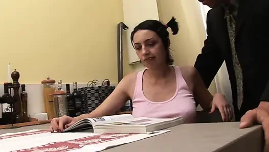 Filth stepdaddy has no scruples to bang his young stepdaughter