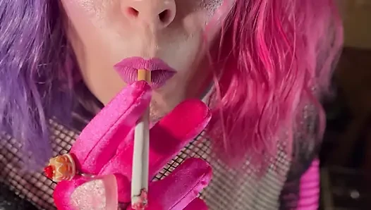 Your Smoking Queen, Tina Snua, Smoking A Cork Cigarette In Satin Gloves & Jewellery - Smoke Rings OMI OME Drifting Snap inhales
