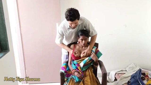 A LADY BOSS FUCKED HER SERVANT WHEN HER HUSBAND GOING TO DO SERVICE, HARDCORE SEX