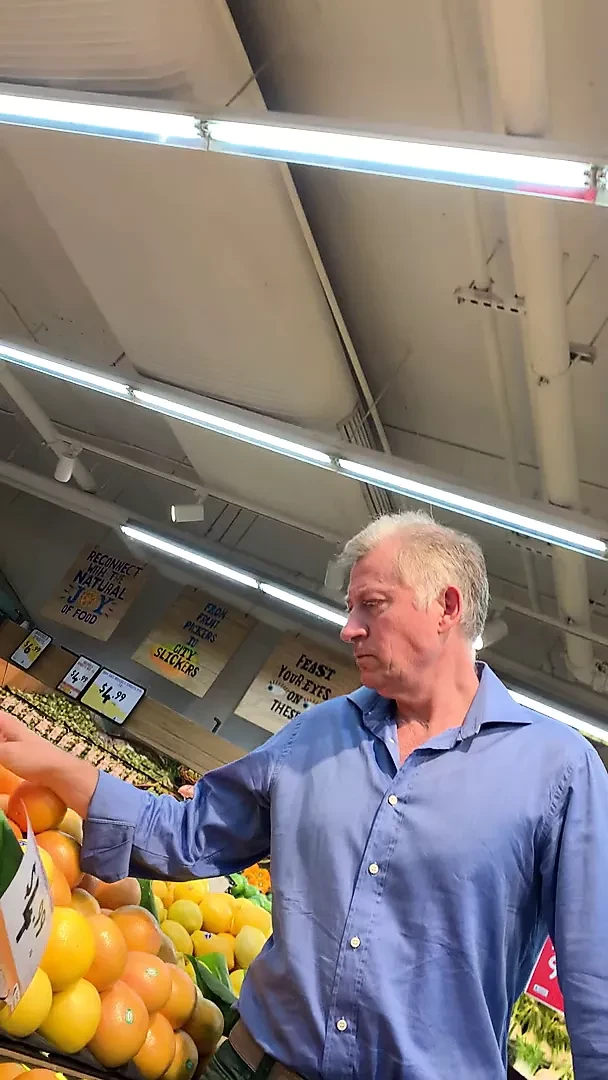Charming old man at the supermarket