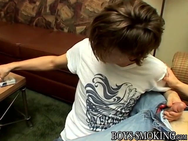 Smoker twink Ayden James pounded hard after sucking dick