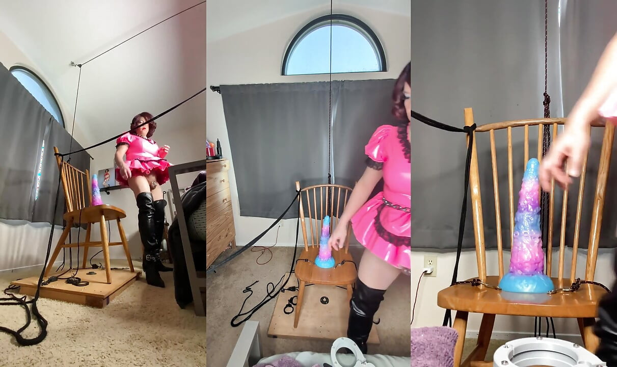 Maricas Candy em Self Bondage com enormes consolos