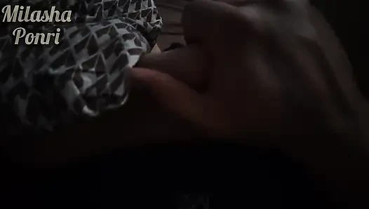 Stepsister's feet get a light massage while watching a movie