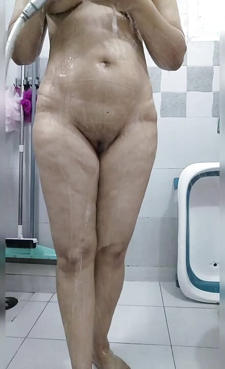 Indian Mom Shower Striptease