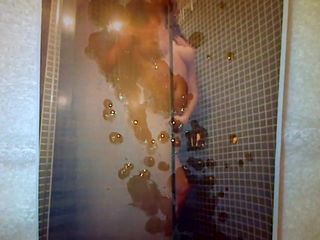 I jerk off and cum for a hot italian girl in shower