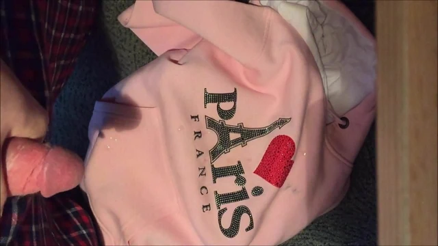 Jerking with soft pink sweatshirt