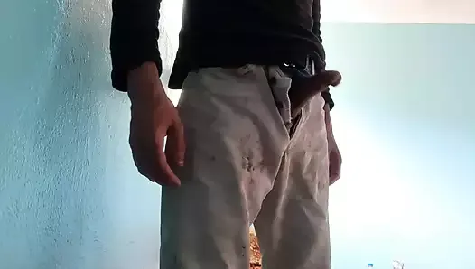 Sucking hot cock out of his pants