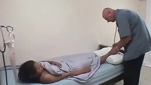 Nice tits brunette slut sucks a cock and gets fucked hard on the bed