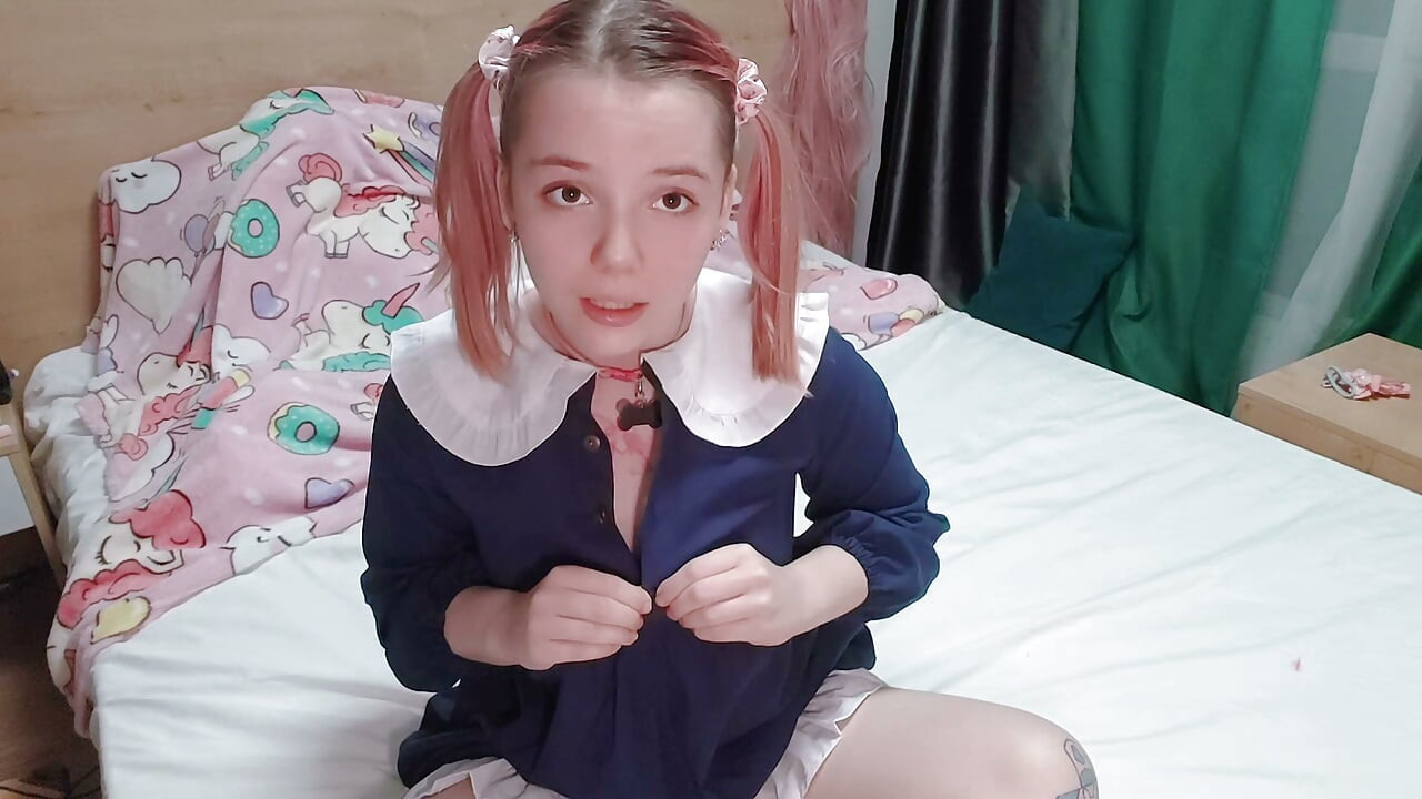 School Girl take off Her School Unoform and Rub Her Young Pussy! Teen Orgasm