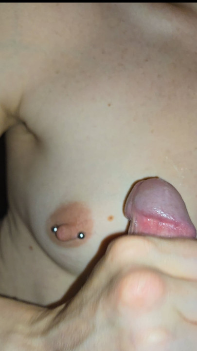 Milf jerks cum all over her tits