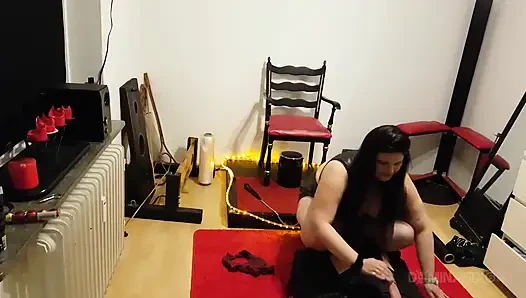 Busty Dominatrix Drenches Bound Slave in Sloppy Golden Shower