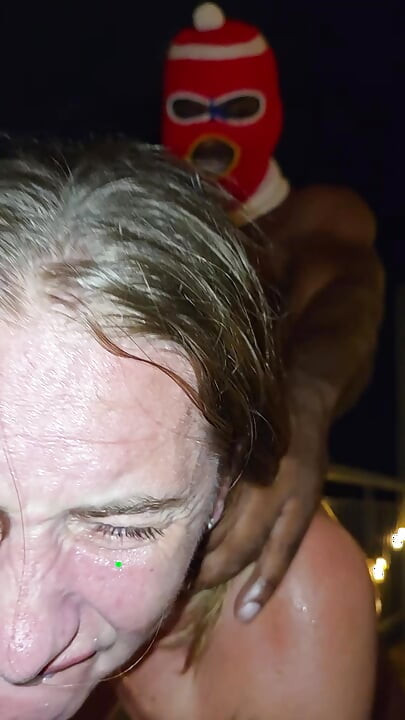 Slutty MILF Gets All Holes Taken by 3 BBC Bulls on Balcony
