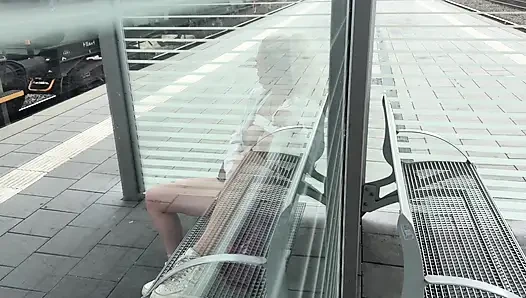 Horny slut makes it on the train track