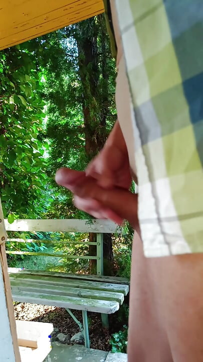 Jerking off on the threshold with the doors open. 1