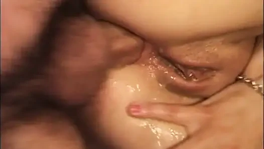Banan in pussy dick in ass