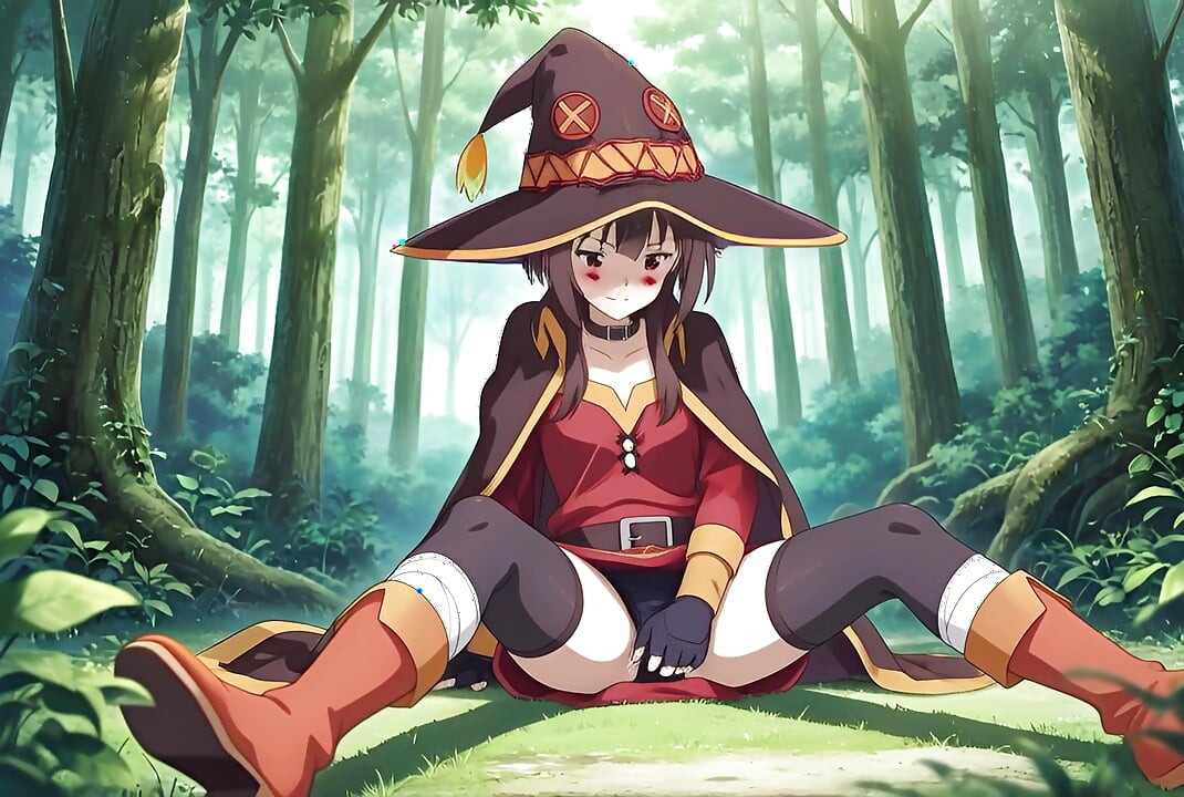 Plimbări sexuale în pădure Megumin și Kazuma în adaptările AI Konosuba