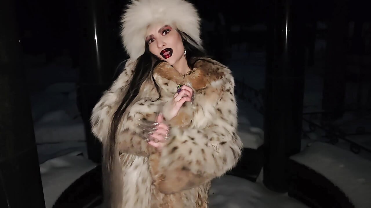 A Gothic Witch Seduces You During a Winter Snowstorm with Her Black Magic Rituals, Long Nails and Fur.