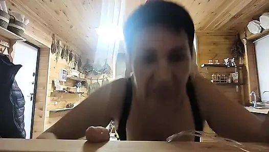 on the sofa in the sauna