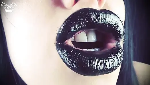 Поцелуи от черных блестящих губ ASMR, инструкция по дрочке