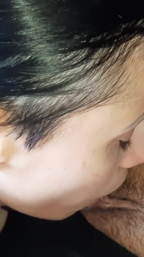 My girlfriend hot and passionately licks my hairy pussy | Clip 1