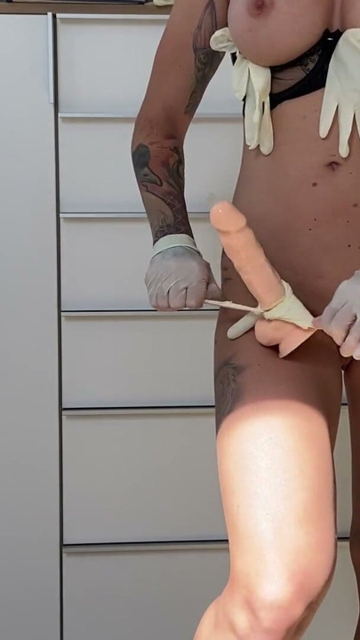 medical glove fetish. play with dildo and anal plug | Clip 1