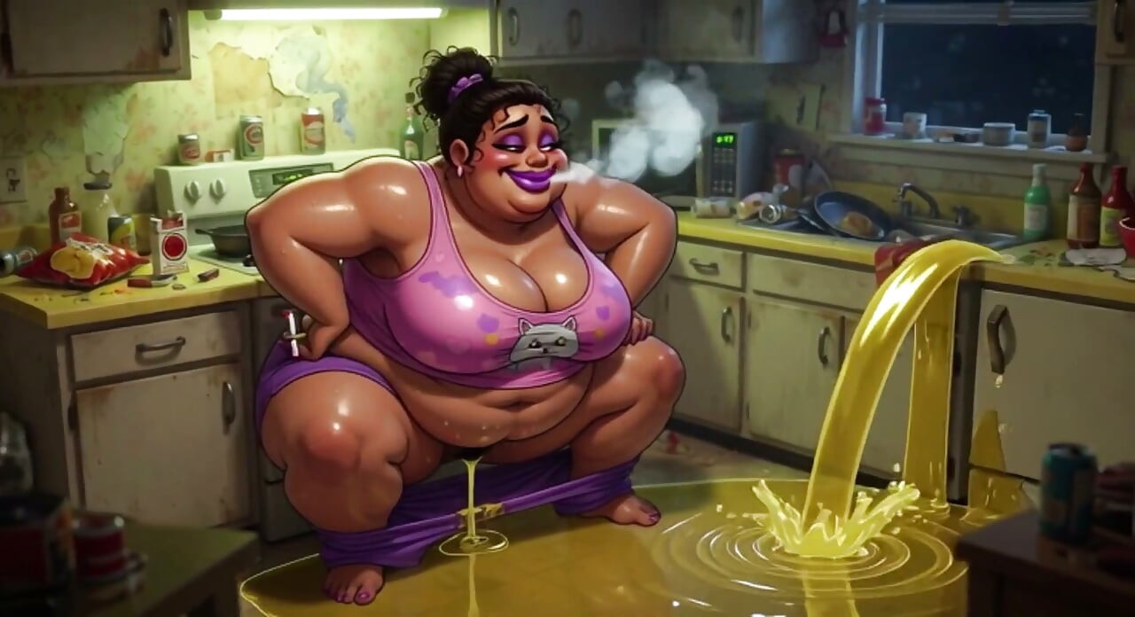 Very Pregnant BBW Smoking While Peeing - Big Belly & Dripping Pussy