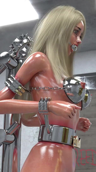 Detik yang menyeronokkan dari "Ikatan logam tegar, kompilasi BDSM lateks 3D"