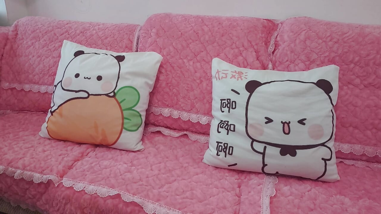 An Asian boy masturbates, moans, ejaculates, and eats semen in a cozy room