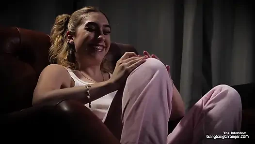 Innocent girl takes her clothes off in interview