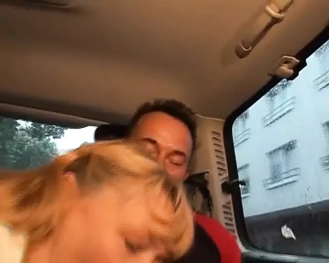 Sexy German lady with blonde hair gets banged in the back of the car