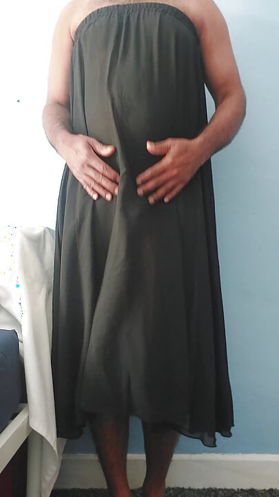 I'm masterbating and cum wearing a Silk Seethrough black skirt
