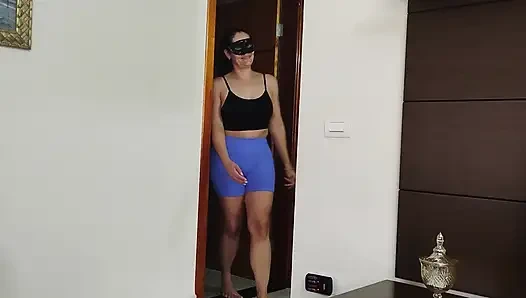 Married woman came home from the gym full of horniness and asked the cuckold to cum in her mouth