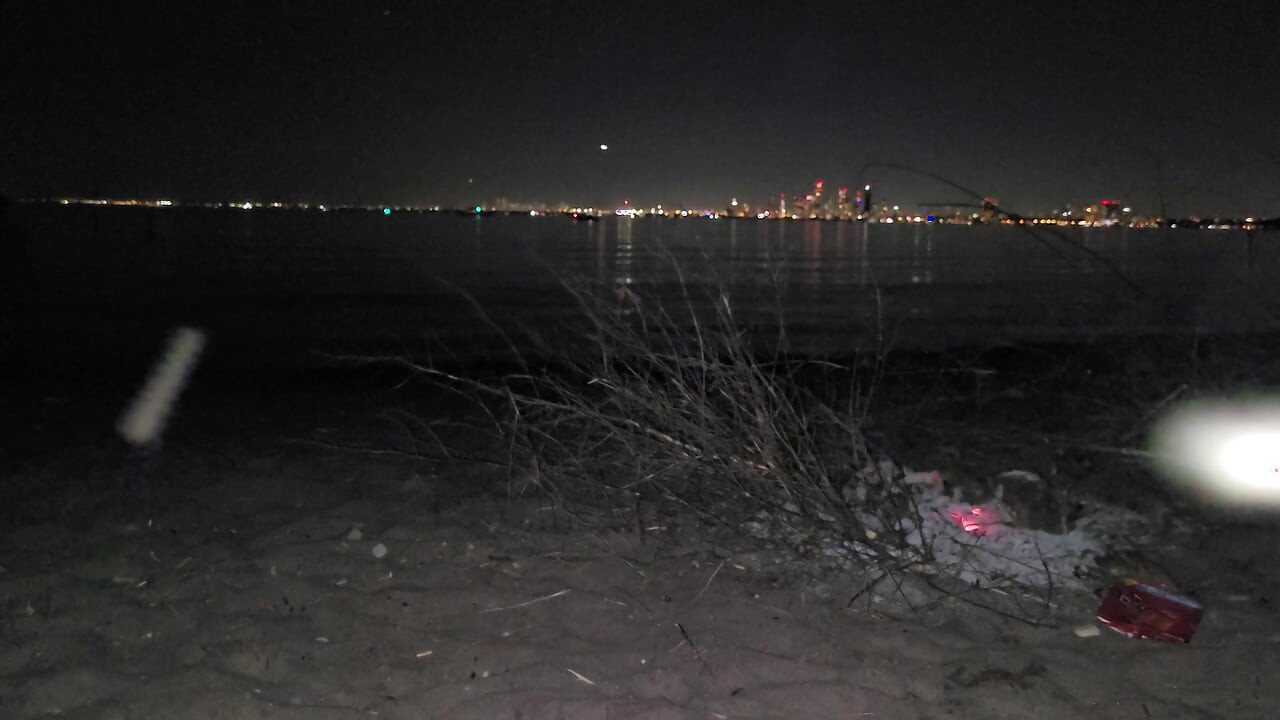 oiled masturbating and piss on the nude beach at night