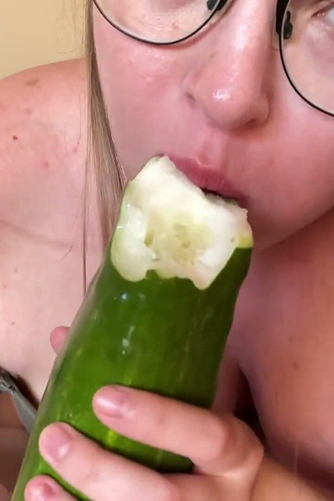 Slutty Girl Explores and Digs with a Large Cucumber